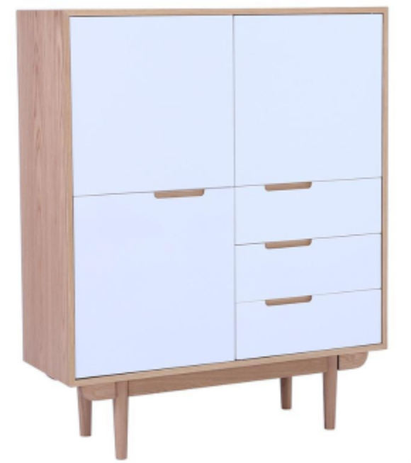 Nakula Tall sideboard oak veneer wht